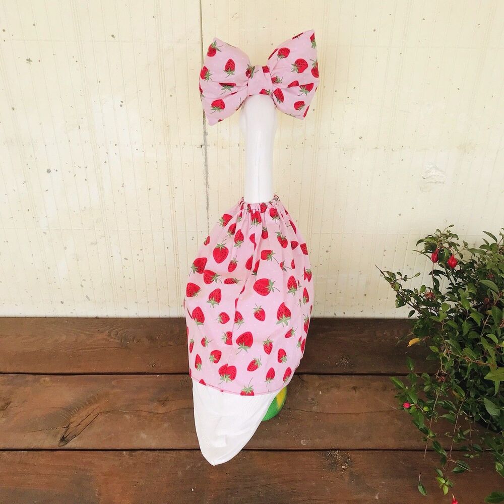 Porch Goose Dress Outfit Fits 18-23 Inch Goose Handmade Pink June Strawberries - Picture 8 of 10